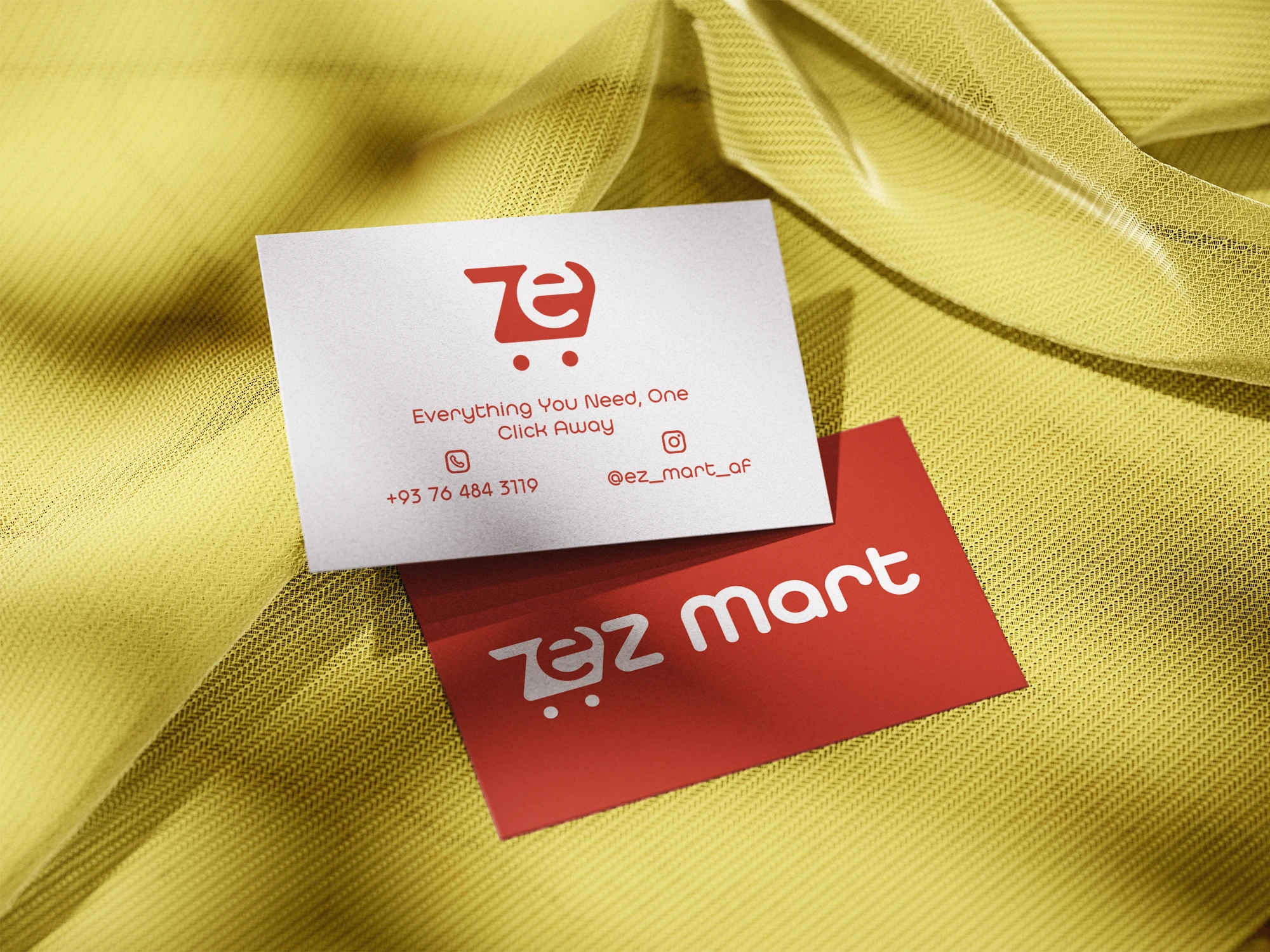Red and cream EZ Mart business card designs